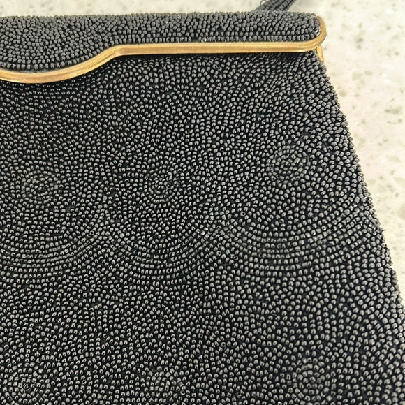 Vintage black beaded bag from Paris France - Picture 2 of 6